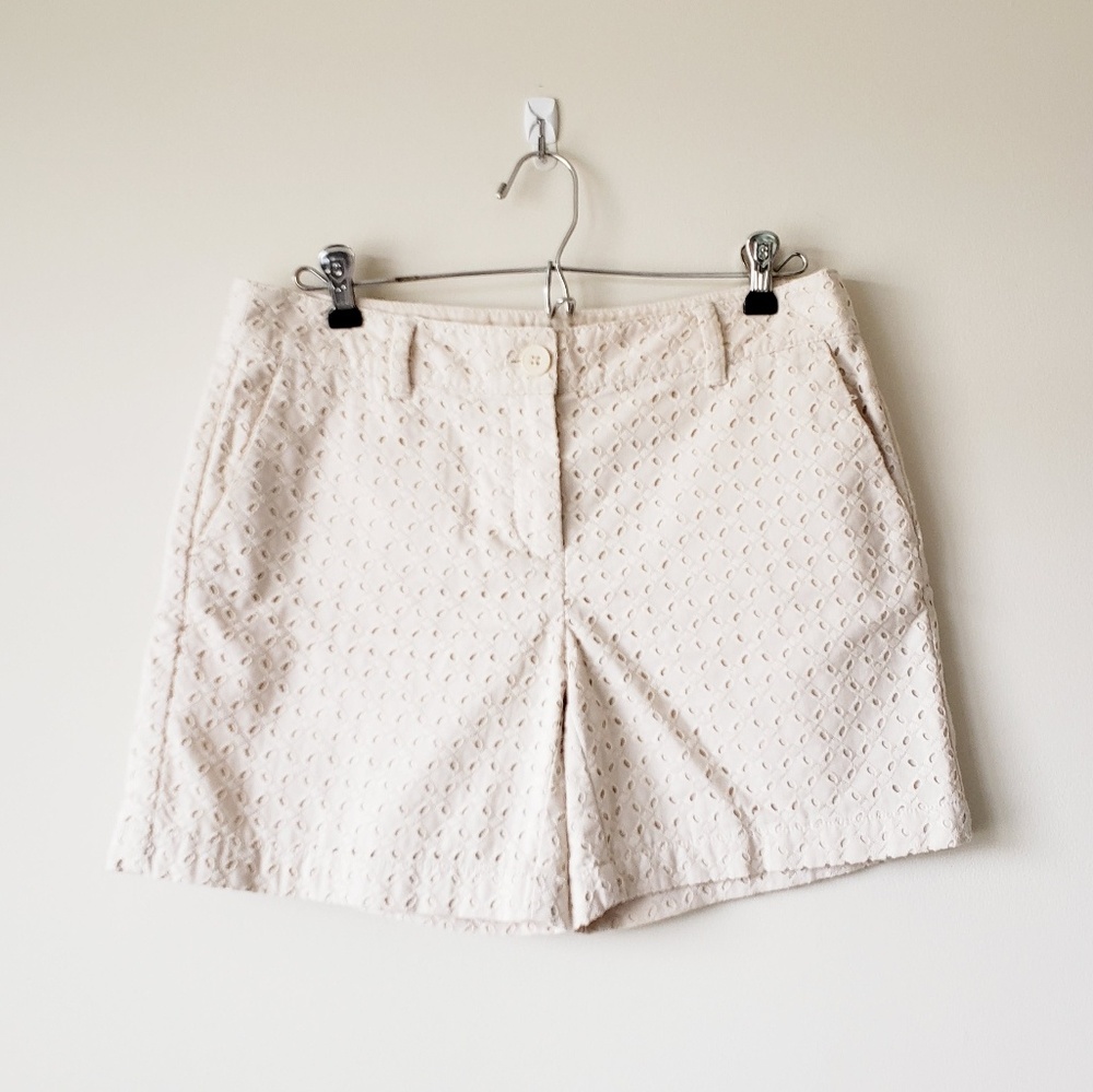 LOFT Outlet Eyelet Shorts Beige